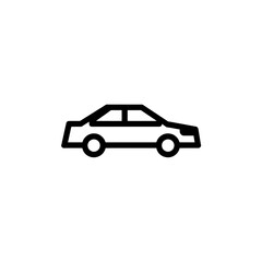 Fototapeta premium Simple black outline drawing of a sedan car on a white background
