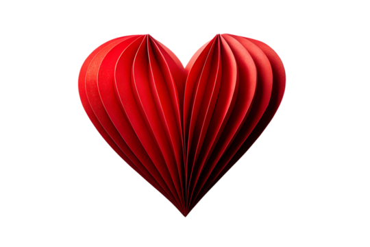 Red paper heart decoration isolated on white background