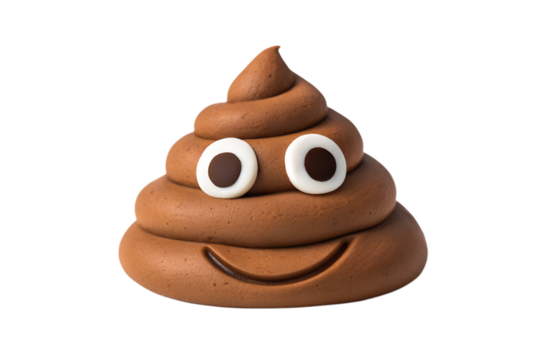 Cute poop emoji character isolated on white background
