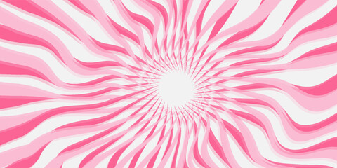 Spinning radial lines background. Pink curved sunburst wallpaper. Abstract warped sun rays and beams comic texture. eps 10