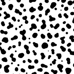 Fototapeta premium Seamless Dalmatian Spots Pattern Black and White Animal Print Background. EPS Editable