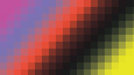 Vibrant pixelated gradient transitioning through a spectrum of colors, creating a dynamic abstract background.