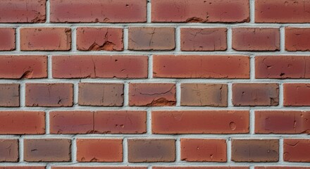 Obraz premium Weathered brick wall with a textured, vintage appearance. Cracks and uneven surfaces add to the rustic charm.