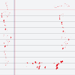 Notebook paper with hearts red spots