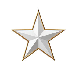 Obraz premium White star with golden trim isolated on transparent background, a symbol of quality