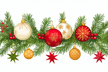 Merry Christmas banner with Christmas decoration isolated , 2026 on white background