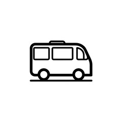 Simple line art icon of a camper van or minibus