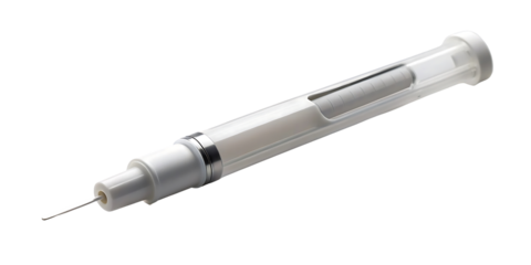 Prefilled syringe with needle for injection medication and vaccination concept for healthcare professionals and medical supplies isolated on black background