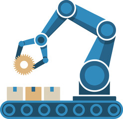 Industry 4.0 Automated Production Line With Industrial Robotic Arm Manipulation