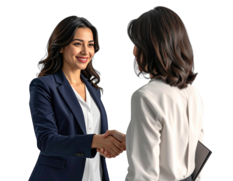 Female Executive Shaking Hands with Female Client PNG - Powered by Adobe