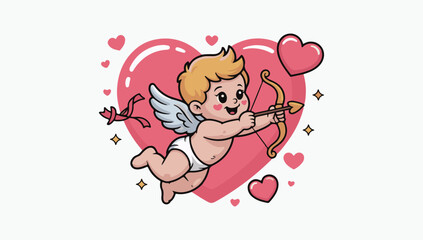 Funny Cute Cupid Valentine’s Graphic Tee for Couples, Happy Valentine’s Cupid Baby Angel Vector T-Shirt