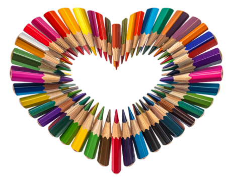 Heart-Shaped Rainbow Colored Pencils PNG