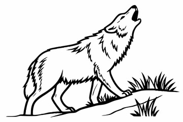 Small Animal Looking Up at Tree Silhouette Vector - Monochrome Nature Graphic