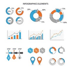 Infographic elements isolated on white background for business presentation