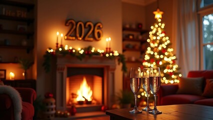 fireplace with christmas decorations
