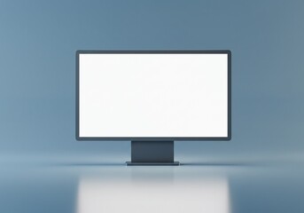 Minimalist Digital Display Screen with Blank White Copy Space on a Soft Blue Gradient Background