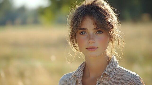 "Charming Youth in Checkered Linen Shirt &ndash; Stylish & Approachable Portrait"