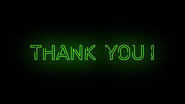 thank you green writing animation with a running outline writing style shines bright with glowing text motion typography effect