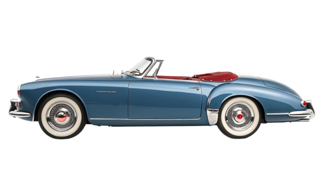 Stunning Blue 1953 Intermeccanica Convertible Classic Car Isolated on Black Background for Automotive Enthusiasts and Collectors