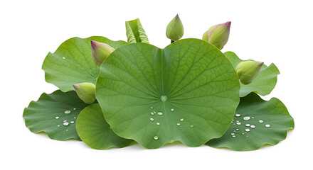green lotus leaves isolated on transparent background 
