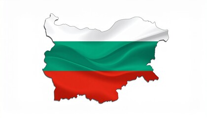 The flag of Bulgaria placed within the country map silhouette crisp vector style isolated on white background
