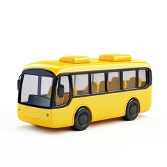 Bright yellow cartoon bus, front view