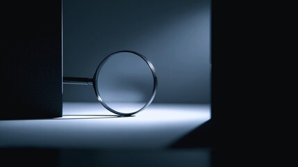 Close up of a glass lens casting a shadow with soft light and bokeh effect