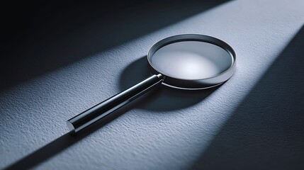 Magnifying glass casting a shadow on a textured surface with dramatic lighting and focus