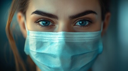 A girl wearing a medical mask gazes into the distance, relevant for topics about the pandemic and health.