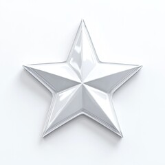 Glossy white star, sharply detailed,  on a plain white background