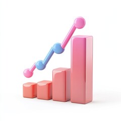 3D bar graph, light pink and pastel blue, showing upward trend
