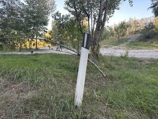 Reflective pole in the park