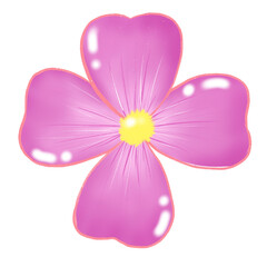 Pink flowers. Flower heads. Simple abstract flowers. Bright flowers. Cartoon flower drawings. Card decoration elements.