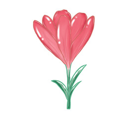 Red flowers. Simple abstract flowers. Bright flower heads. Cartoon flower drawings. Card decoration elements.