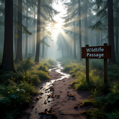 Wildlife Corridor at Dawn with Animal Tracks – Empty Nature Path for Conservation, Biodiversity, and Rewilding Campaigns