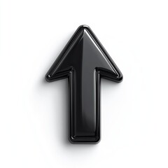 Glossy black upward arrow on white background