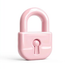 Pink padlock, glossy, isolated