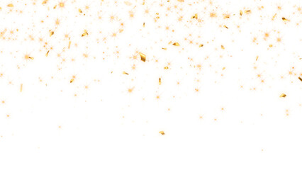 gold metallic confetti rain explosion falling isolated on transparent background, png golden birthday party and anniversary celebration overlay social media design element	