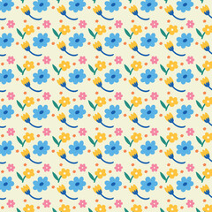 pattern seamless flowers daisy and tulip