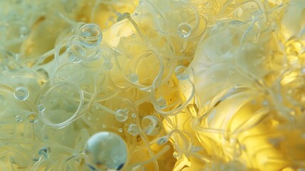 Abstract Biogel Texture Background with Bright Yellow Translucent Bubble Structure