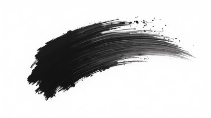 Dark mascara stroke sample. Artistic cosmetic mascara streak on  white background