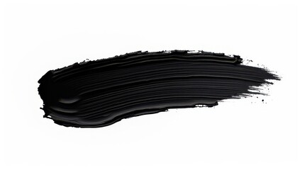 Dark mascara stroke sample. Artistic cosmetic mascara streak on  white background