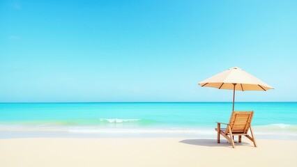 Fototapeta premium sea chair sunny day blue sky