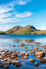 Jordan Pond Acadia National Park Maine and Blue Sky Reflection of the Bubbles 