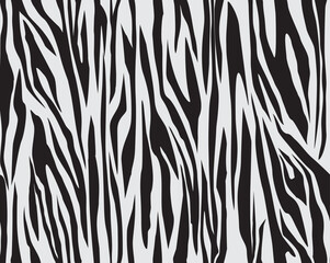 Fototapeta premium Seamless animal print pattern. Repeating zebra print with black stripes on a white background. Apparel textile pattern. Vector illustration