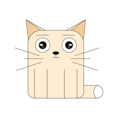 Funny vector geometric cat isolated transparent background. Vector illustration silly sad cat template design. Perfect cute kitty for kids art nursery poster child t-shirt print. Editable EPS 10
