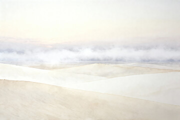 Ethereal Watercolor Desert Dunes Landscape Art