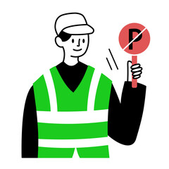 Vector illustration of a parking attendant