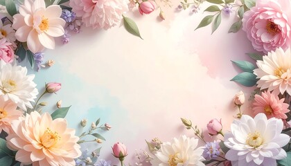 Pastel floral frame, soft colors