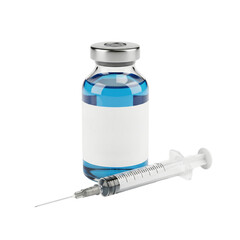 Get Ready for Flu Season with this Modern Vaccine Vial and Syringe Mockup for Medical Marketing, Ensuring a Healthy Future with Innovative Healthcare and Prevention Strategies